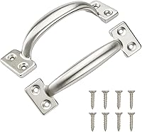 TamBee 6-Inch Rustproof 304 Stainless Steel Gate Handles for Barn Doors, Fences, Garage - Outdoor Pull Handles, 2 Pack