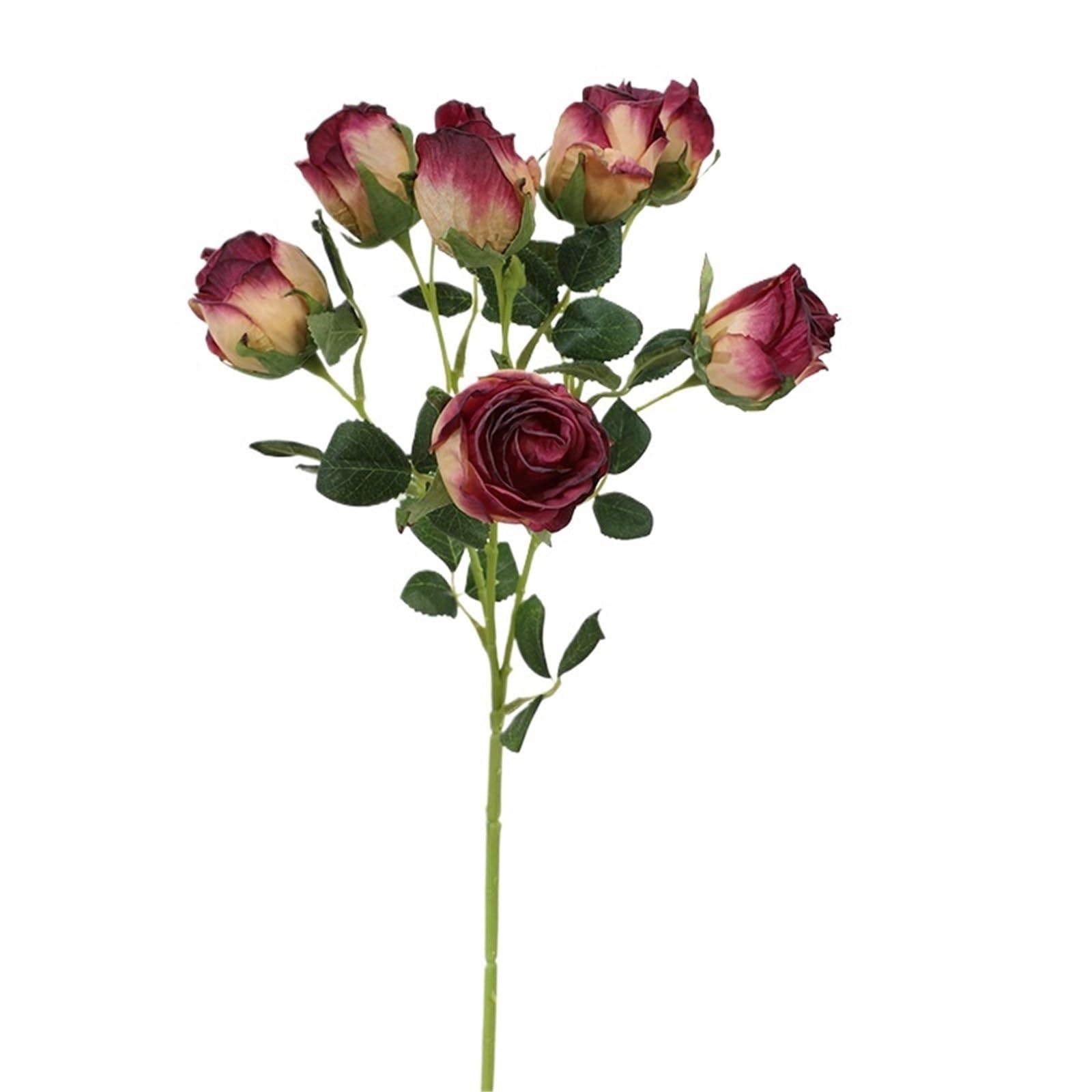 WLH Alexanders Artificial Rose Bud Silk Flowers Bush 48cm Long Artificial Flower Bush for Wedding Decor Home Decoration 2pcs faux flower(Rot)