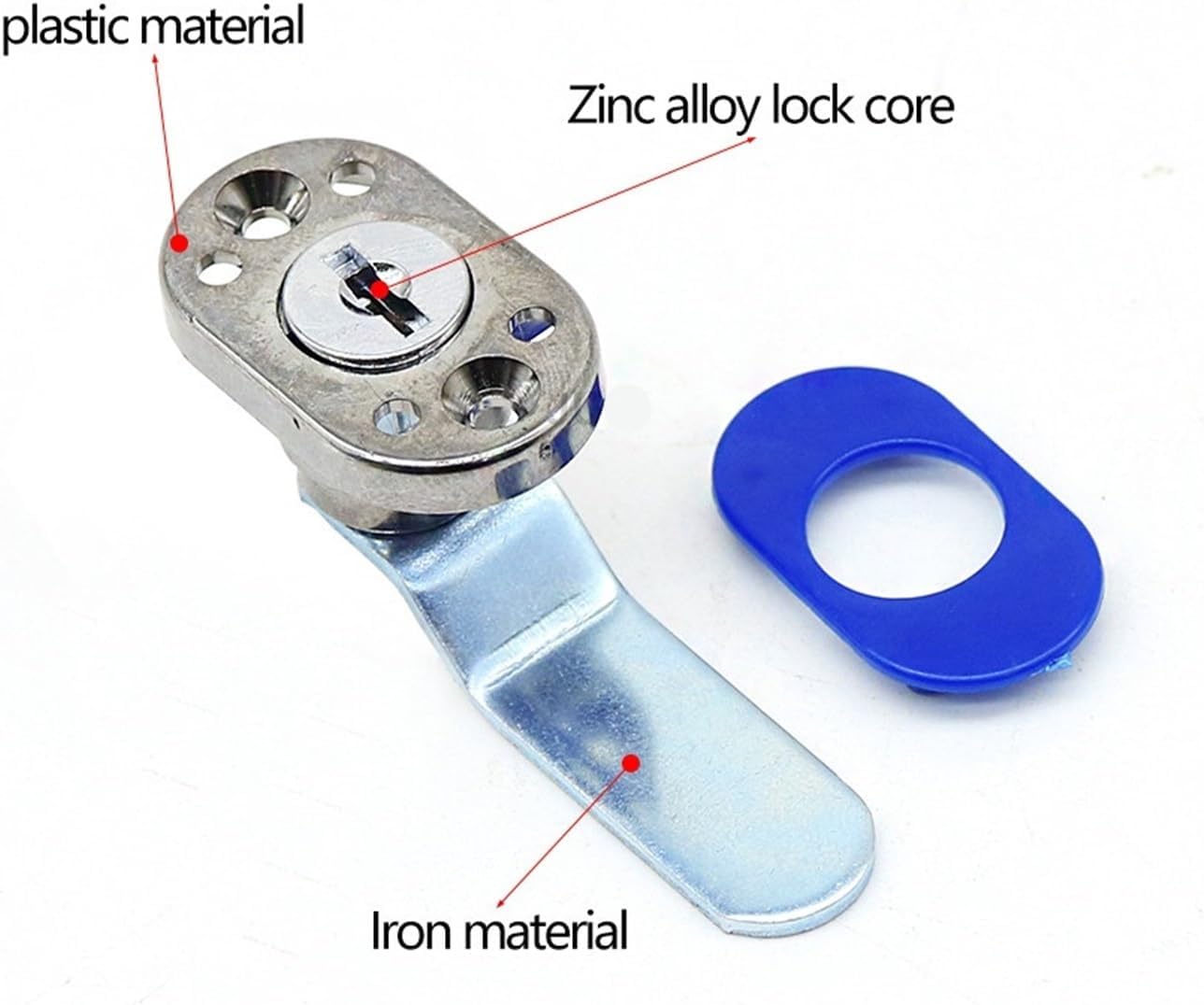 Plastic Lock Furniture Hardware Office Desk Mailbox Cam Lock Rotate 270 Degrees Tongue Lock with 2 Keys 1Pcs