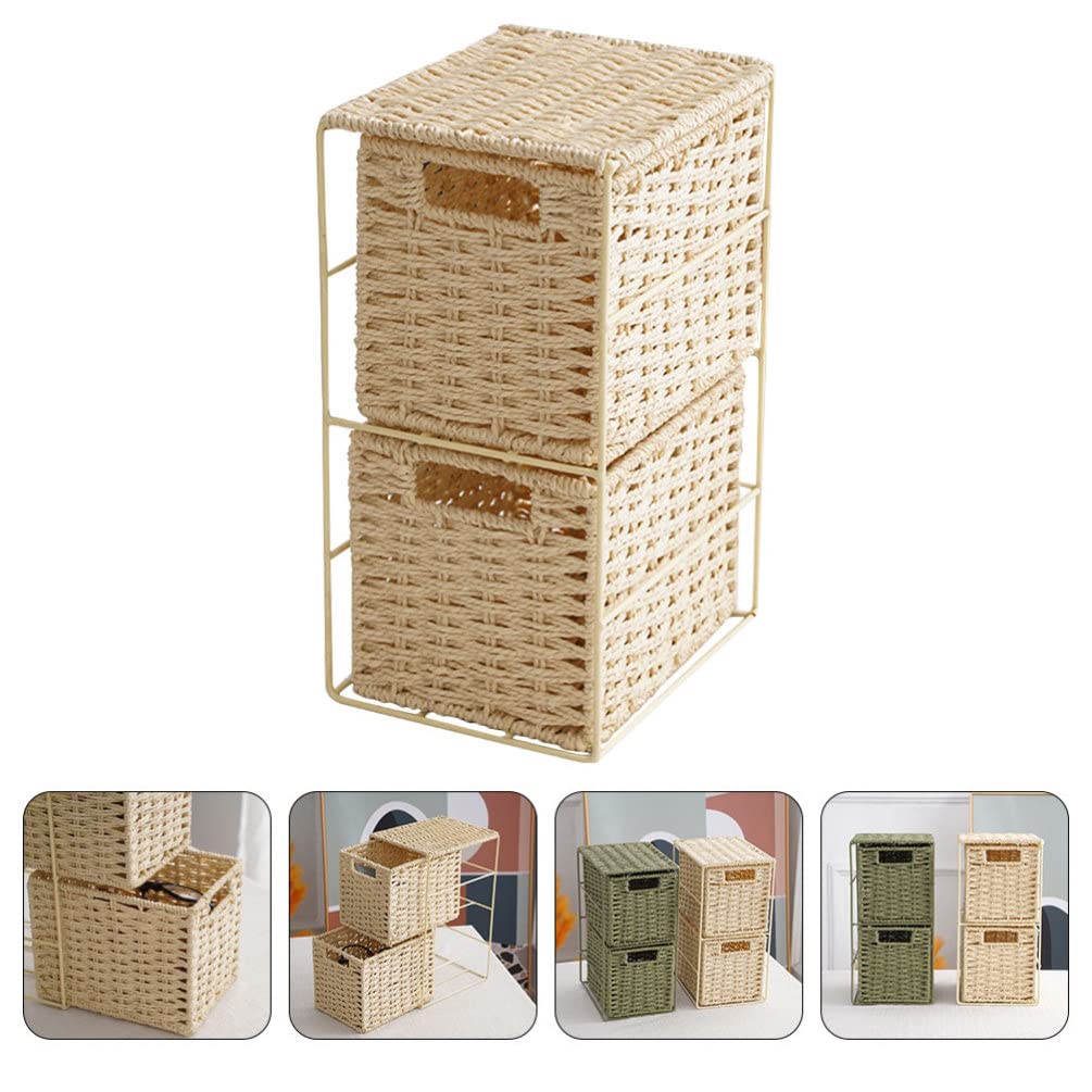 Alipis Panier de Rangement Double Couche en Pvc et Fer Maison Organisateur D'espace