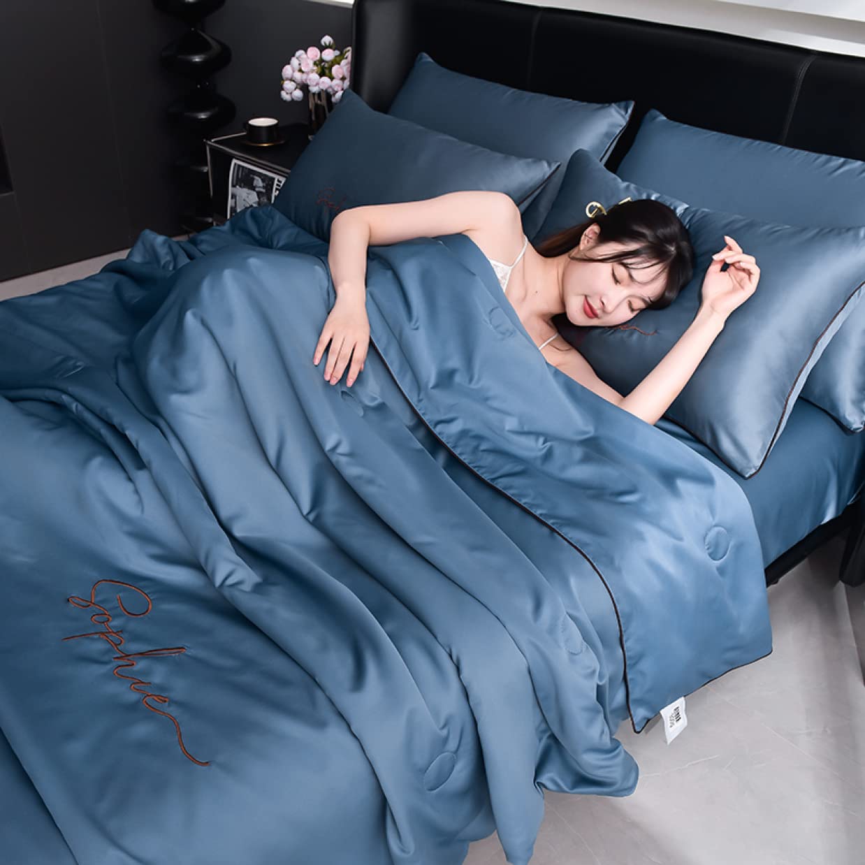 手づくり真綿ふとん 増量　シングル　3137ブルー Amazon｜SCTX 肌掛け布団 薄がけ布団 紺 軽くてふんわり 夏用 掛け布団
