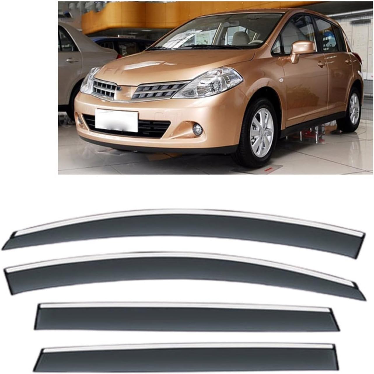 車用サイドバイザー に適合する N-ISSAN ティーダ 2005-2010 車ウインドディフレクター ウィンドウバイザー ウィンド