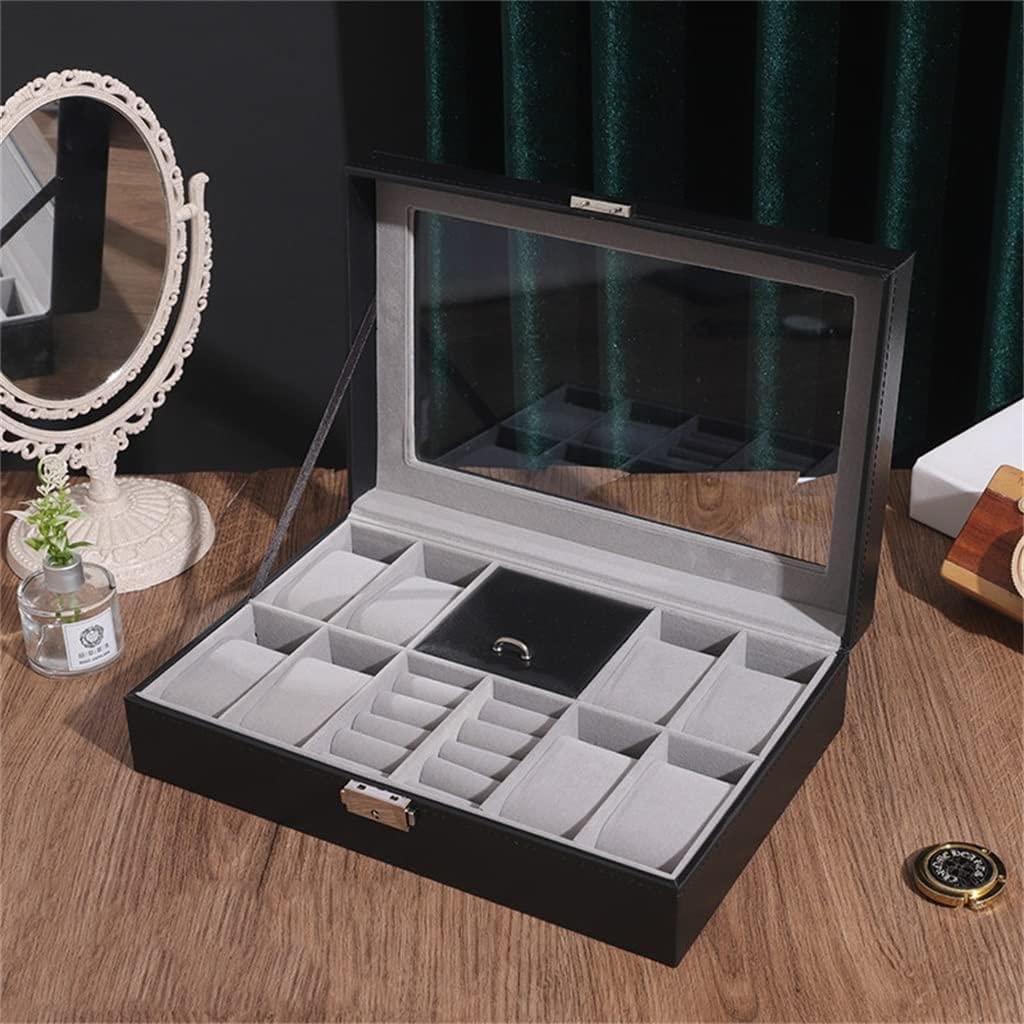 ULTREOS Leather 8 Grid Slots with Mirror Watches Storage Box Ring Stud Bracelet Necklace Big Space Jewelry Organizer Display Case (B0DFQ824LM) Amazon Price History, Amazon Price Tracker