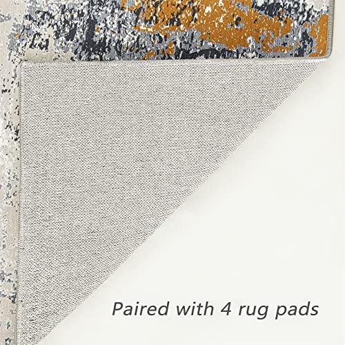 Roomtalks Ultra Thin Flatweave Modern Abstract 2X3 Small Area Rug Non-Slip Machine Washable, Black And Orange Colorful Distressed Contemporary Throw Rugs For Kitchen Bathroom Entryway Indoor Doormat #TOP4