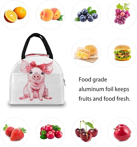 Miniatura 7 de Bonita lonchera aislada con cierre de cerdo de granja, a prueba de fugas, con cremallera, bolsa grande con bolsillo frontal para mujereshombres