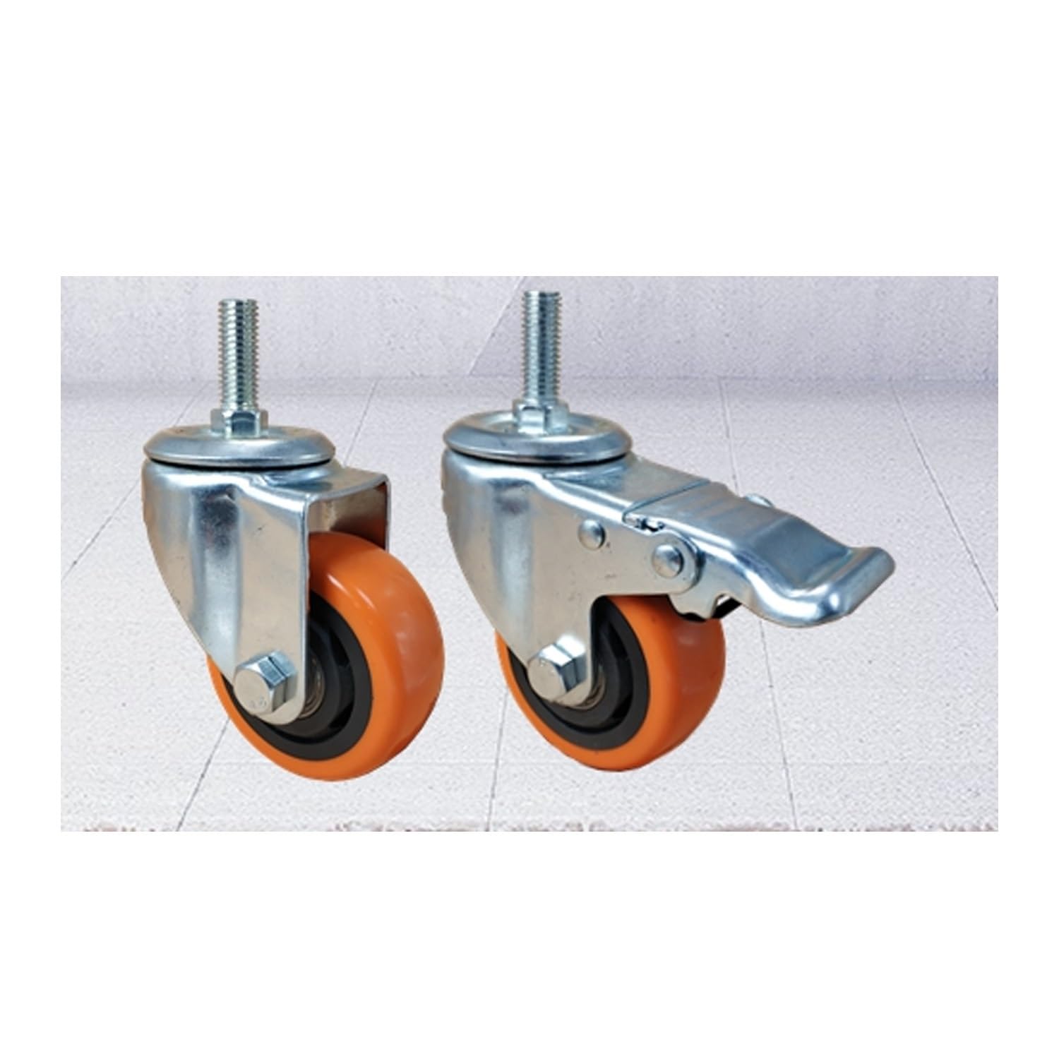 Lot de 4 roulettes pivotantes pour meubles de 75/100 mm avec tige filetée M12, roues avec tige de roulement et verrouillage, résistantes à l'usure, pivotantes de 10 cm.