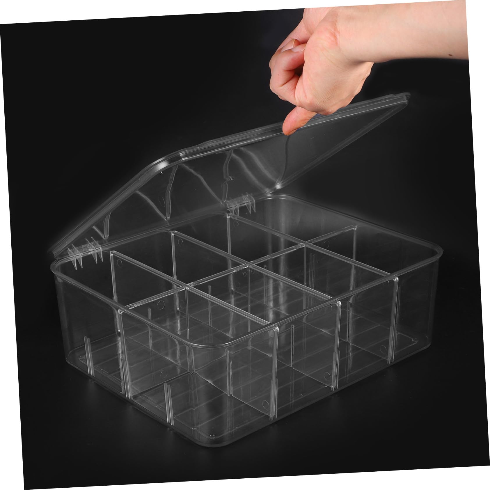 COLLBATH Große Gemüseschale mit Deckel aus Pet 8 Fächer Aufbewahrungsbox für Kühlschrank Stapelbare Kunststoffbox zur Frischhaltung und Einfachen Entnahme zu Hause