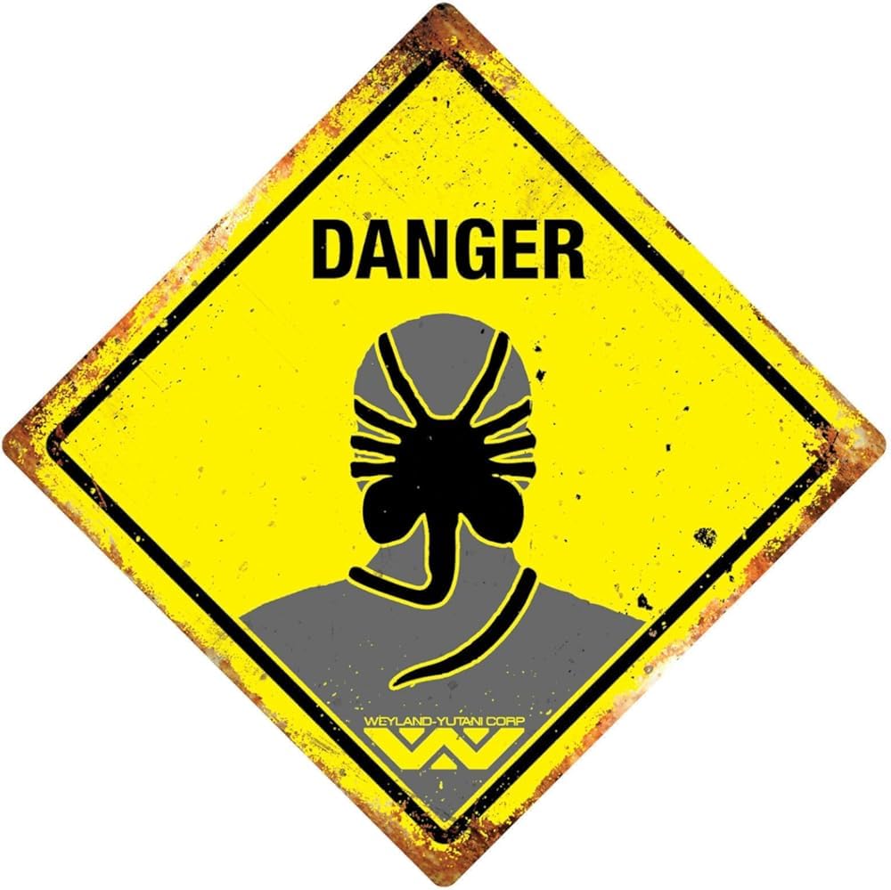 New Tin Sign Alien Danger-Facehugger Head -Diamond Metal Wall Sign Plaque Art- Alien Sci-Fi 12x12 inchs