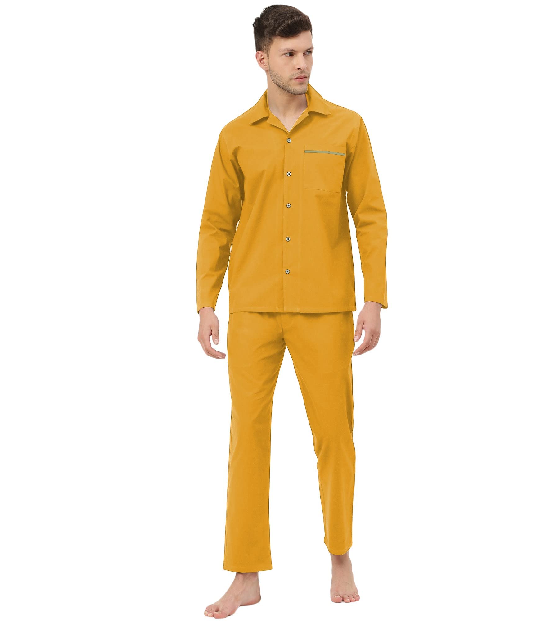 freecultr Mens Full Sleeve Sleep Suits - Yellow-picture-13