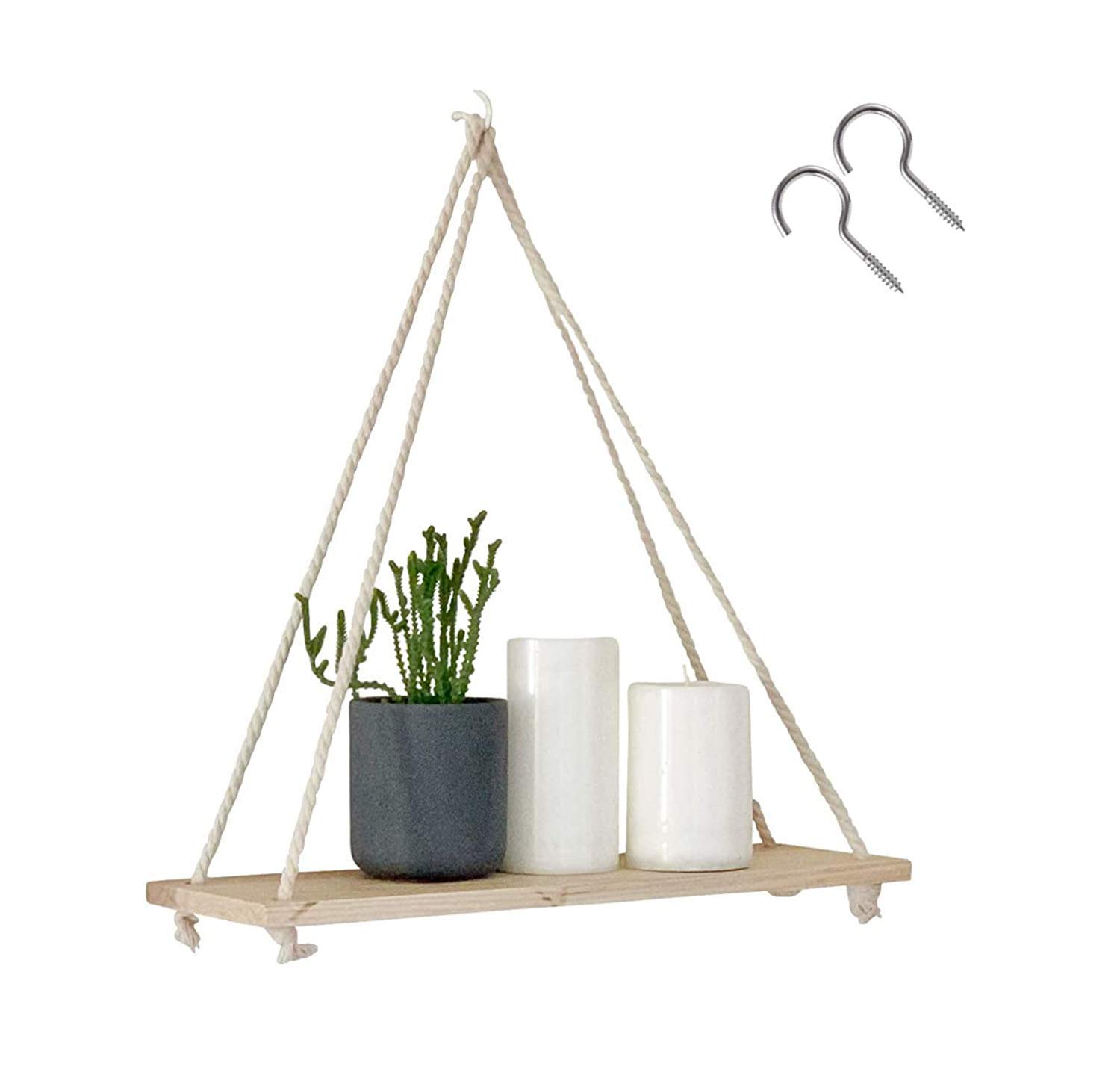 13 SOEME Hanging Plant Stand Flower Pot Rack Hanging Planter Shelf Plant Pots Shelves Rack Indoor Plant Rack Pot Display Holder Wooden Storage Cotton Rope with Wood Plate (B098XQR5TV) Amazon Price History, Amazon Price Tracker