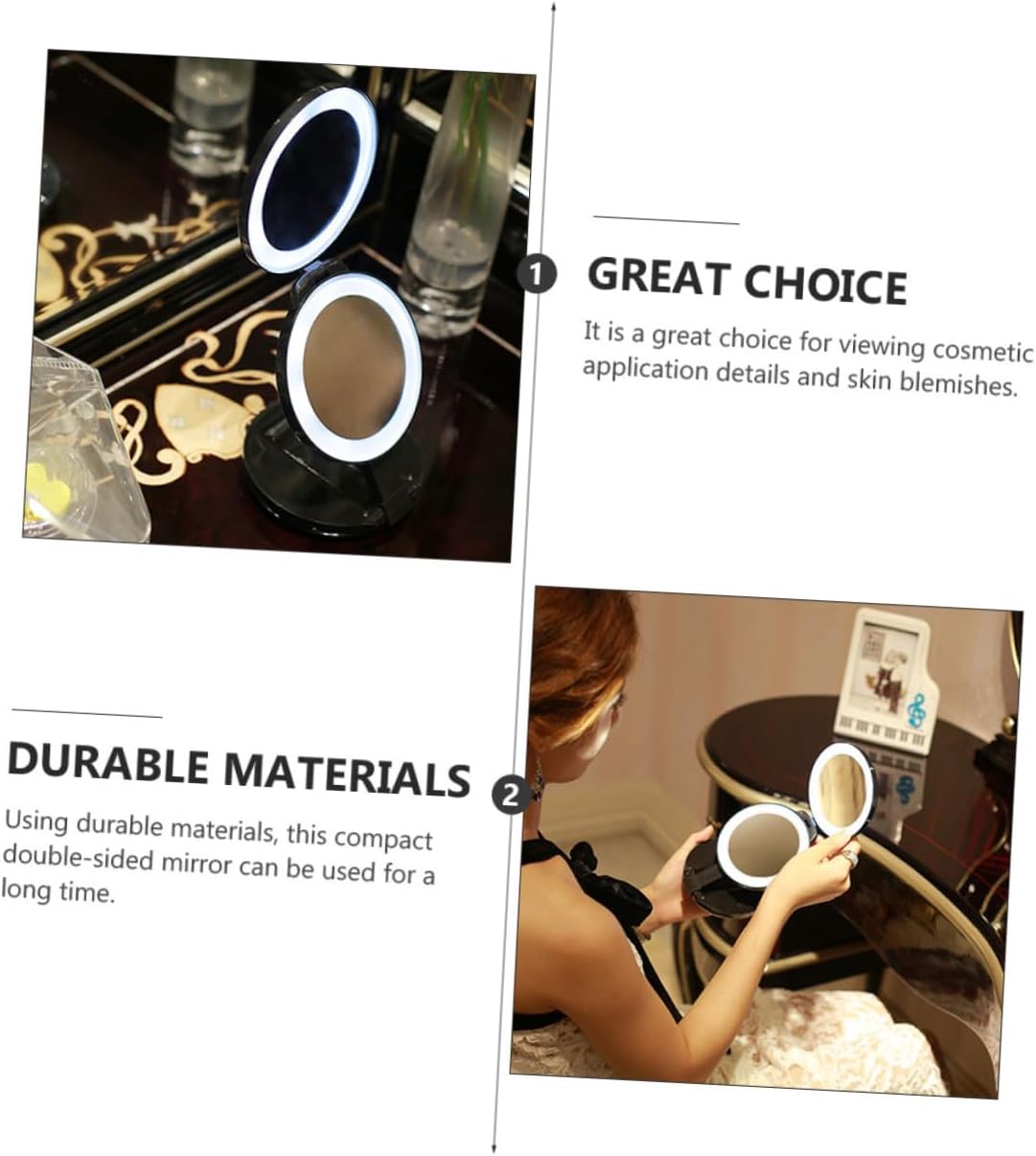 1Pc Portable Folding Makeup Mirror with LED Light Double Sided Magnifying and Mirror Compact Travel Mirror for Women for Handbag Go Makeup