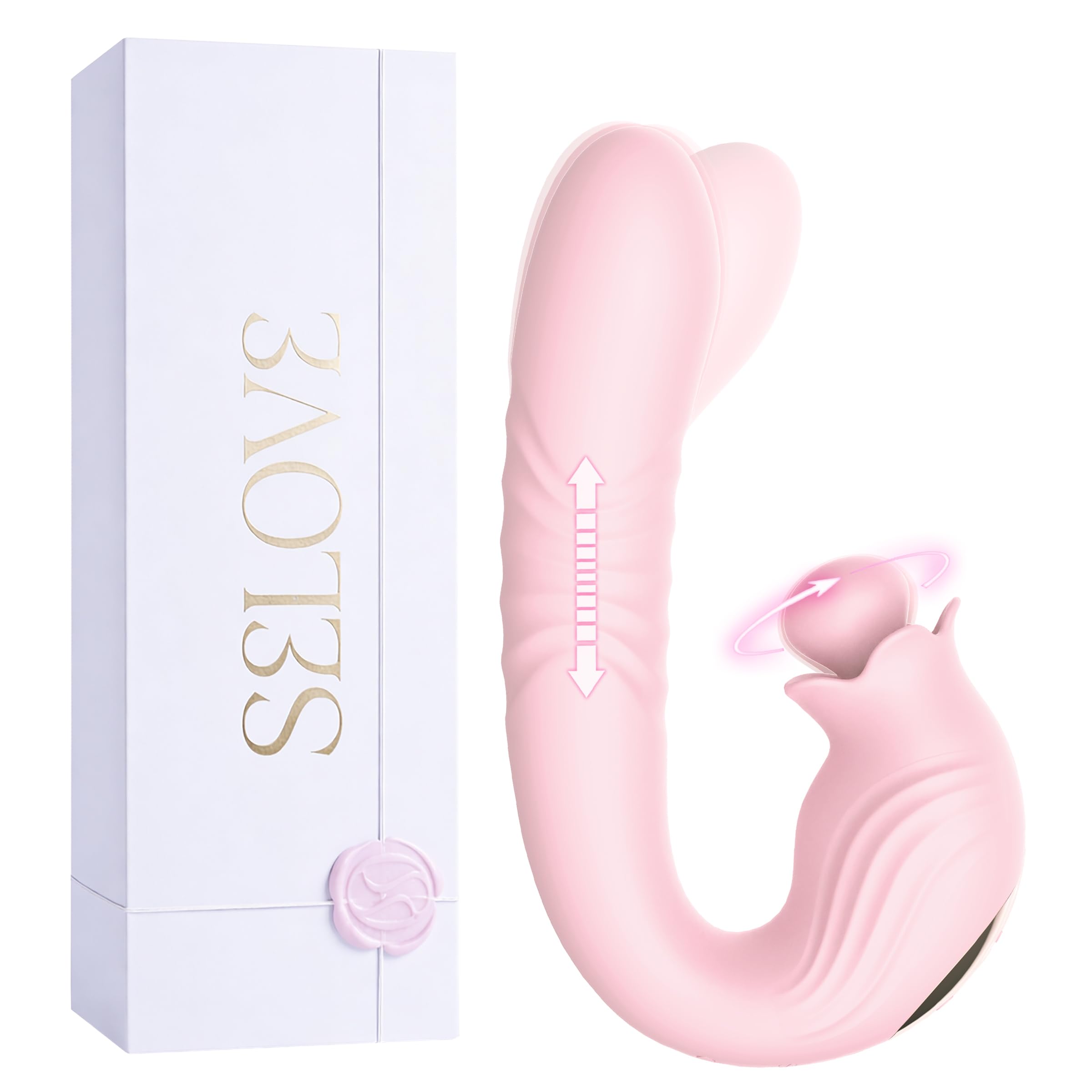SELOVE Stoßender Rabbit Vibrator mit Rotierender Klitorisspitze – 5-in-1 Liebesspielzeug (Rosa)