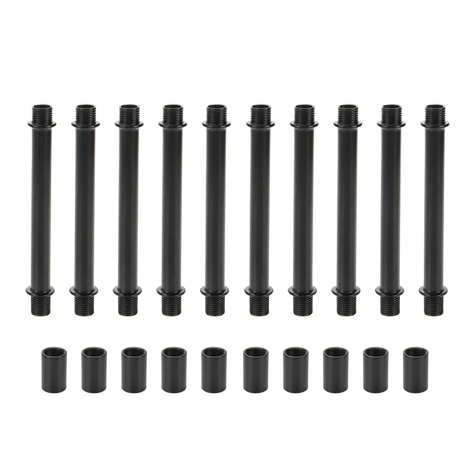 Semetall 10Pcs Straight Pipe Lamp Stem Kit with Connectors,Lamp Rod for Making Floor Lamps,Black