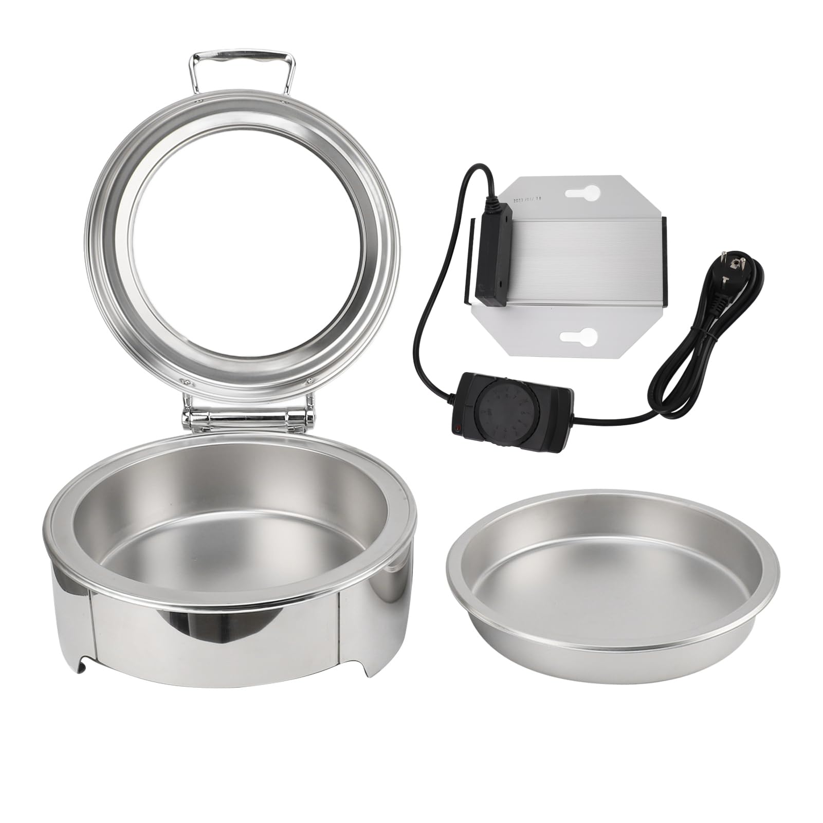 Estufa Tipo Buffet de Acero Inoxidable, Calentador de Alimentos, Calefacción Eléctrica Portátil de 6L para Banquete en Restaurante de Hotel (Plata)