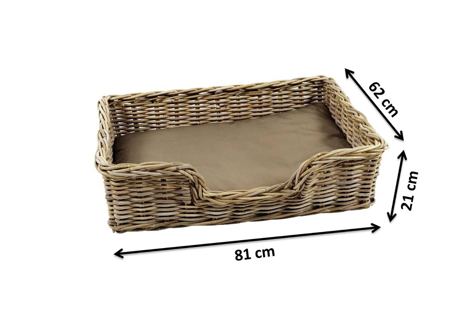 Kobolo Hundekorb Hundesofa aus stabilem Rattan geflochten 81x62x21 cm