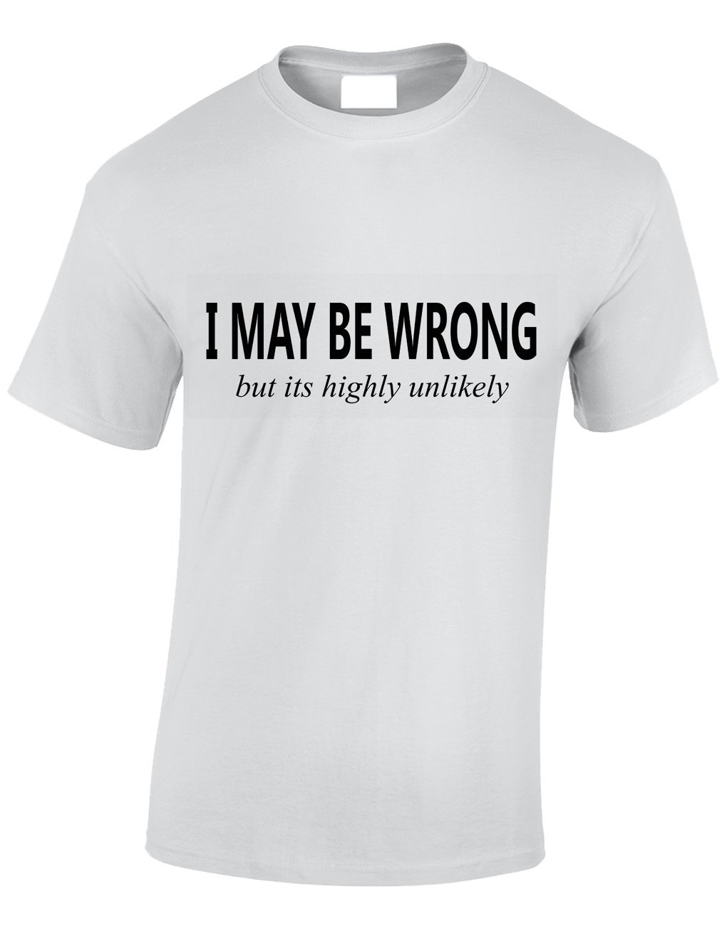 Crown Designs I May be Wrong But Its Highly Unlikely Funny Cool for Men & Teenagers T-Shirts Tops - White/Large