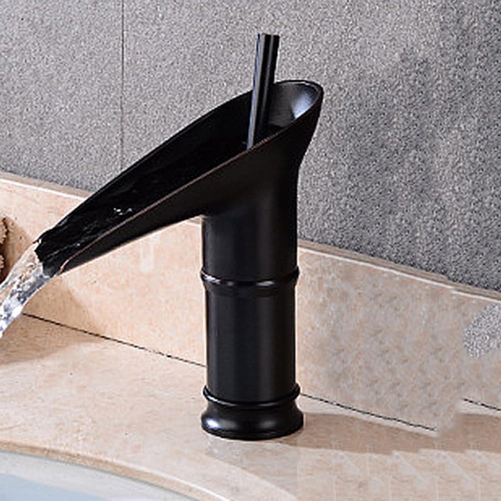 ZYCHSJXA Vintage Waterfall Basin Faucet with Hot and Cold All Copper Sink Mixer Tap