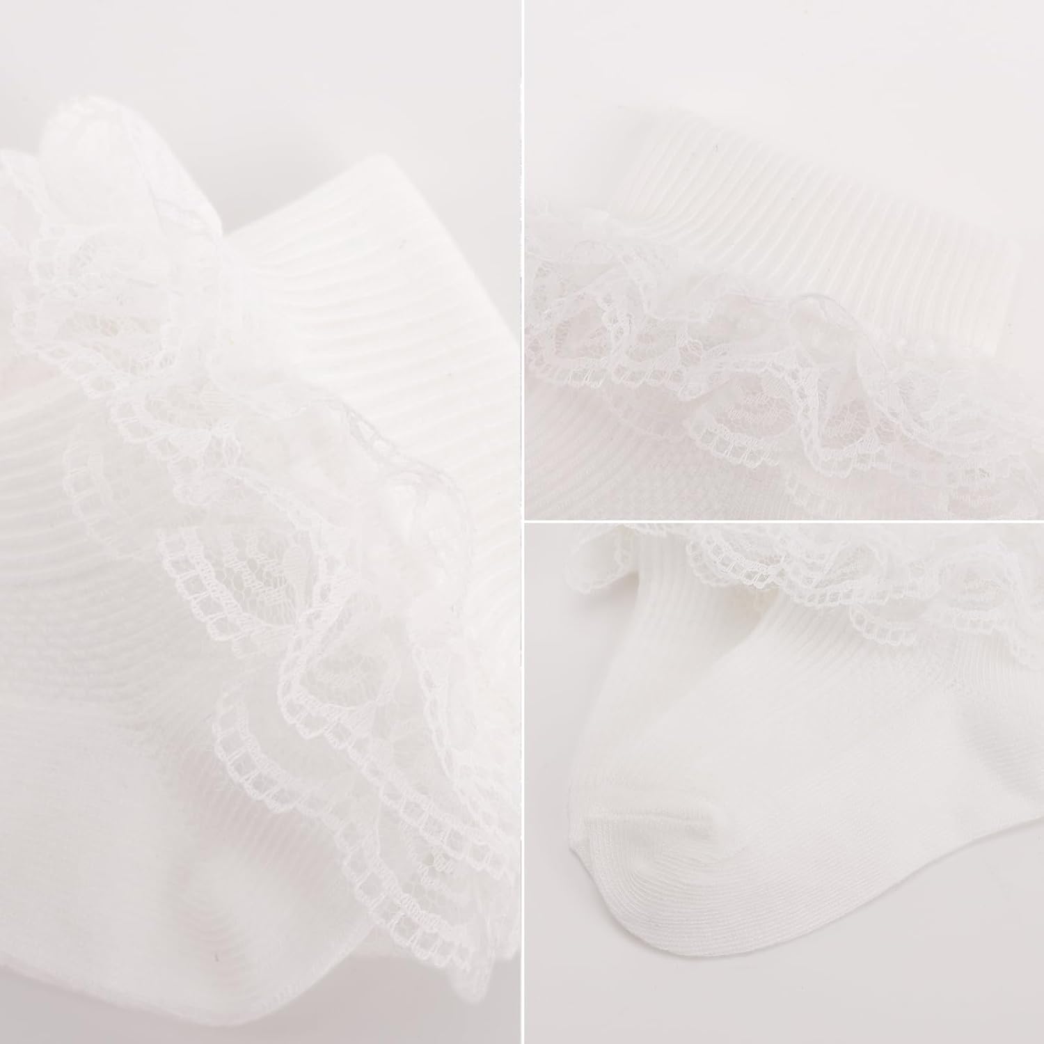 Baby Girls Socks Eyelet Ruffle Frilly Lace Summer Thin Dress Socks for Newborn Infant Toddler Kids - Image 4