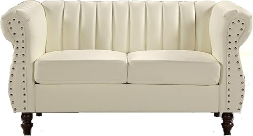 Miniatura 4 de Chesterfield - Juego de sofá y sofá biplaza de piel sintética de 2 piezas para sala de estar con diseño elegante, patas de calabaza y tapicería de