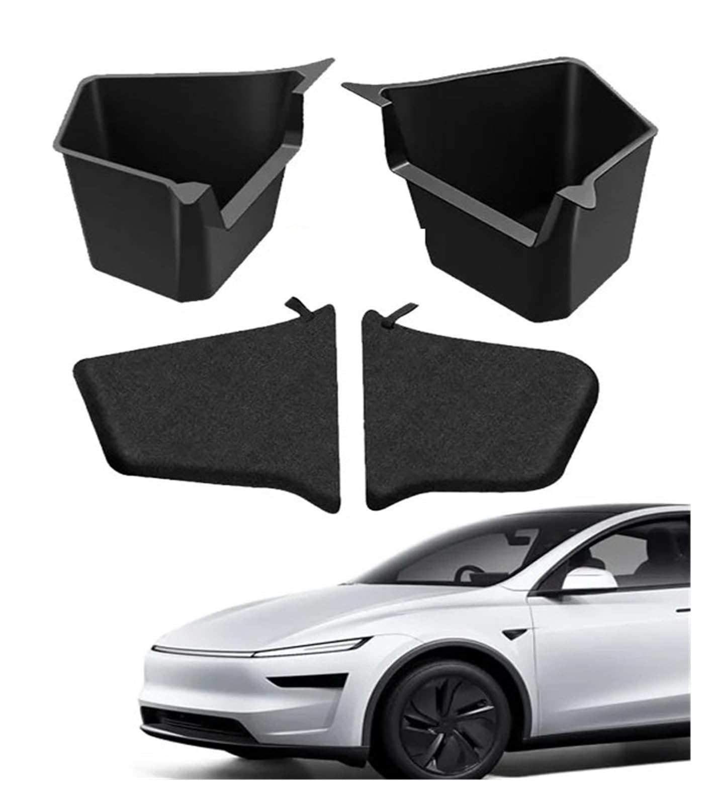 Lhdktee Cargo Cover For Tesla For Model Y For Juniper 2025 Trunk Organizer Side Storage Box Boot Flocked TPE Mat Anti-dirty Rear Trunk Parcel Shelf(TYPE 5)