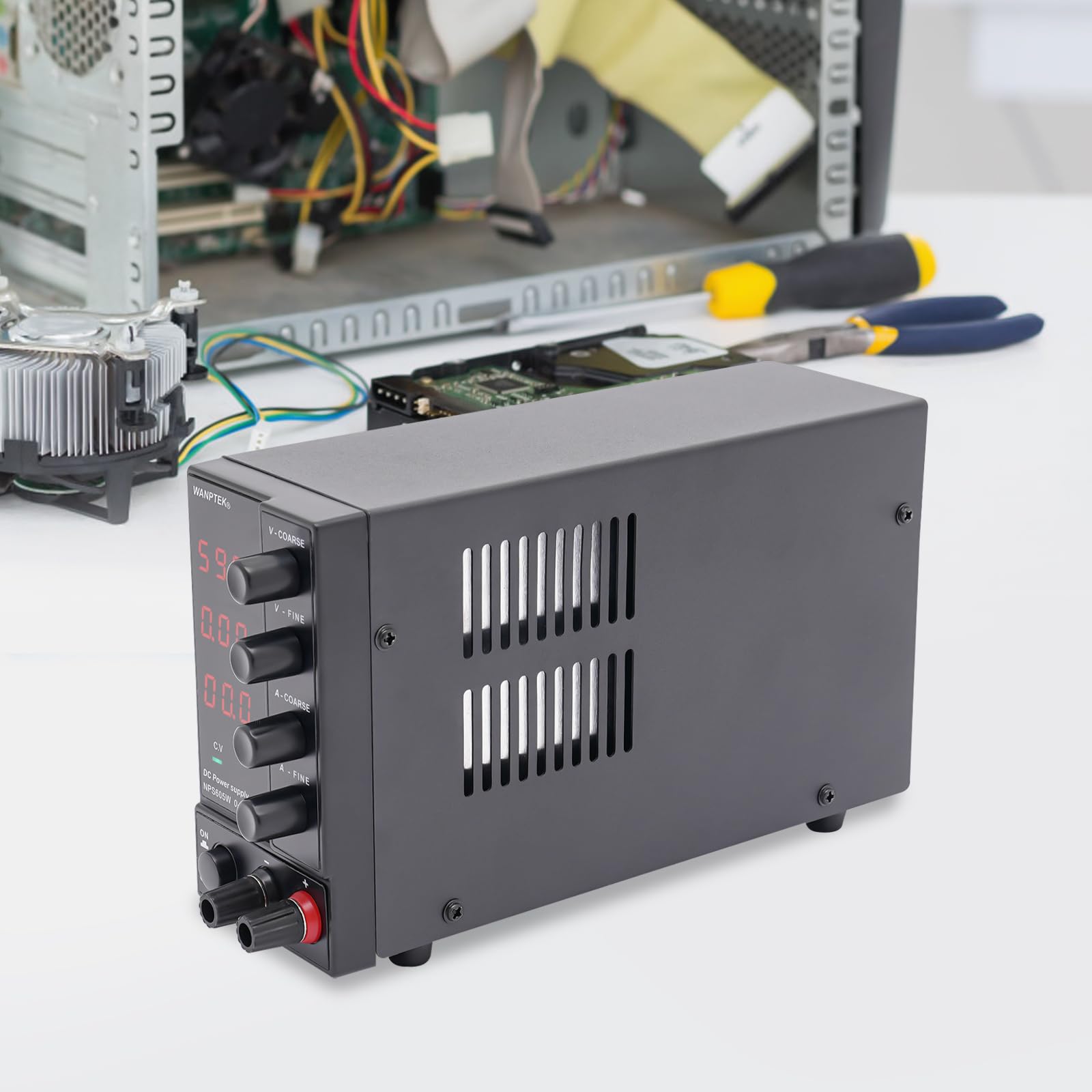 Zasilacz sieciowy DC 0-60 V, regulowany wskaźnik LED z precyzyjnym urządzeniem, automatyczne przełączanie C.V. C.C. do warsztatu domowego, laboratorium, test akumulatora, wydajne zasilanie