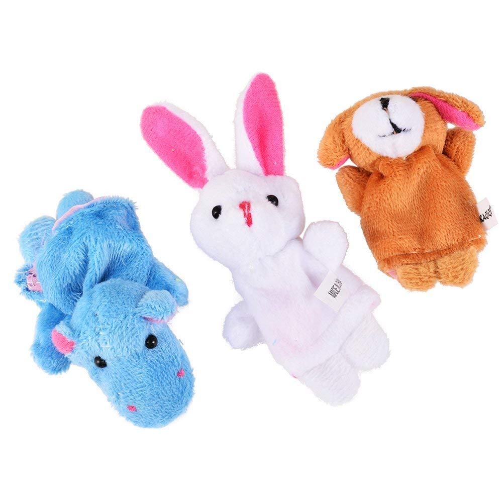 Toyshine 10 Pc Plush Animals Finger Puppet Toys - Mini Plush Figures Toy Assortment for Kids, Soft Hands Finger Puppets Game for Autistic Children, Great Family Parents Talking Story Set 3