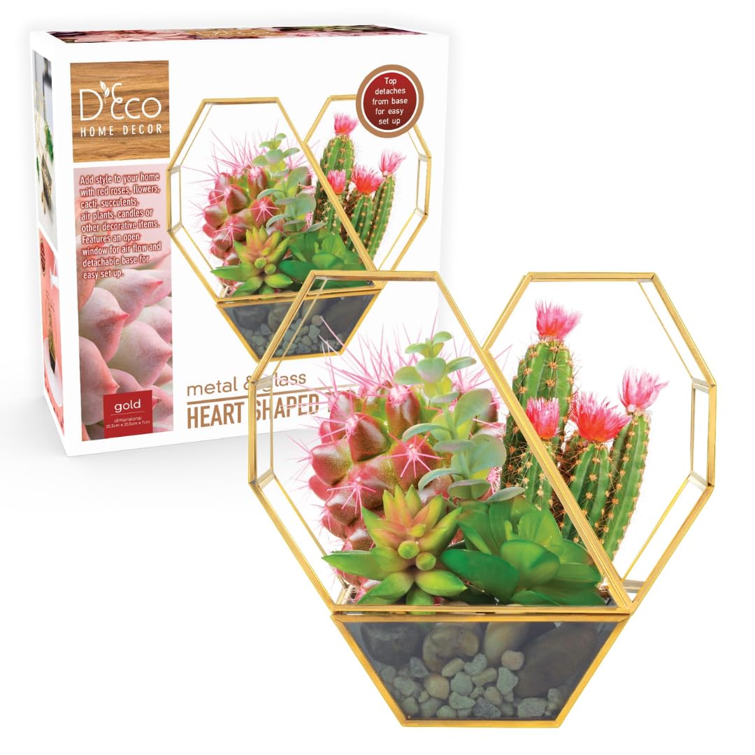 D'Eco Glass Heart Centerpiece Terrarium