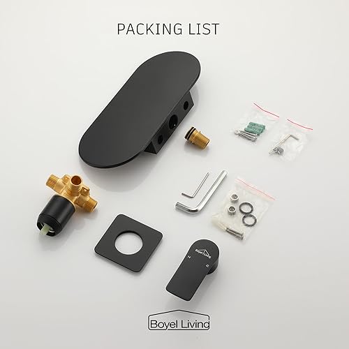 Miniatura 10 de Grifo de llenado de bañera de cascada de montaje en pared, color negro mate, una sola manija, facuet de baño de latón macizo de doble función,