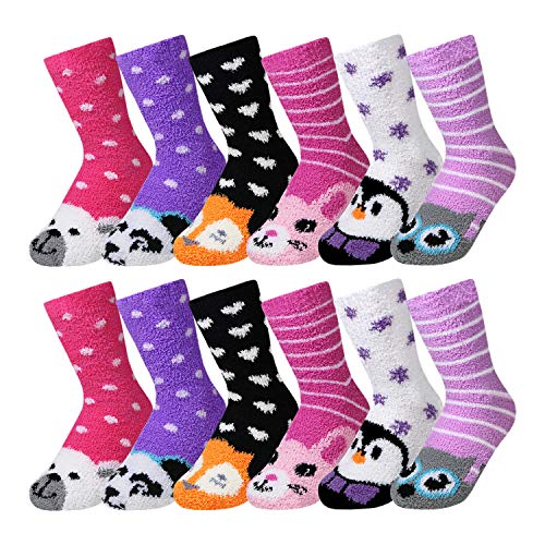Image of Women's Fuzzy Plush Soft Slipper Socks, Fluffy Winter Holiday Cozy Value Pack Socks