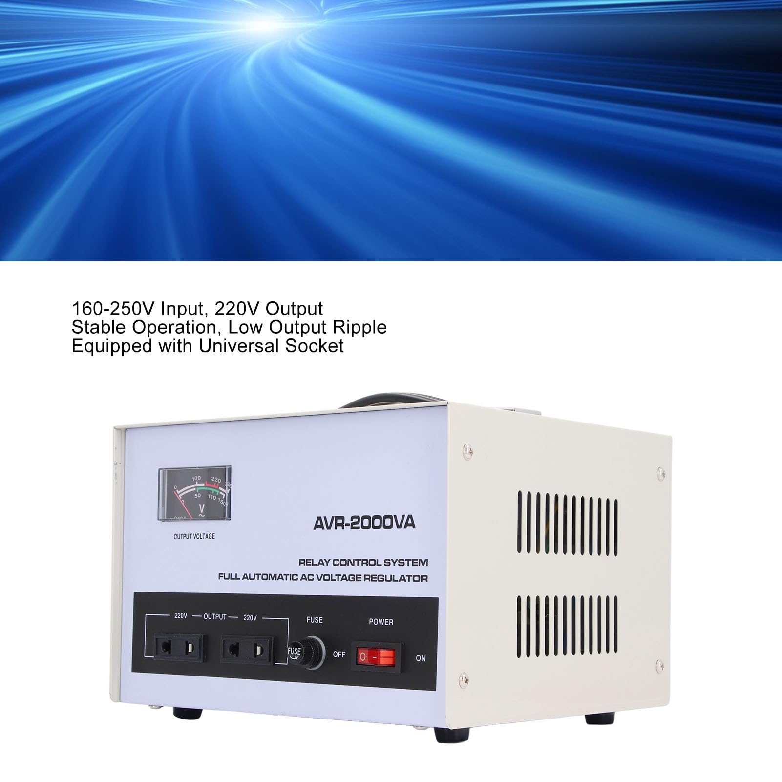 Trasformatore Step Up Down, Regolatore Automatico di Tensione Presa Universale Ingresso 160‑250 V Uscita 220 V per Elettrodomestico (Spina europea)