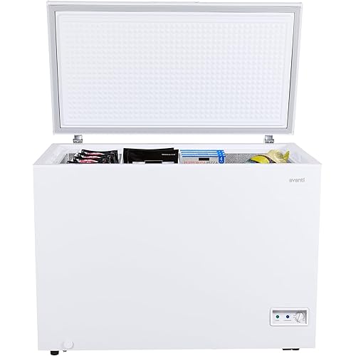 Avanti 10 cu.ft. Chest Freezer with Adjustable Temperature Control, Deep Freezer with Top Opening, Manual Defrost with Drain and 2 Removable Baskets for Home, Garage, Basement, 10-cu.ft., White