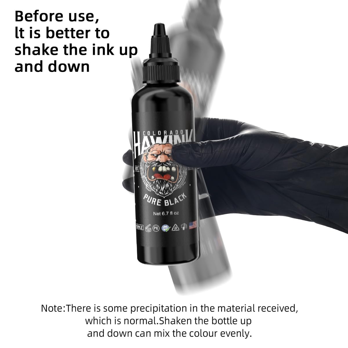 HAWINK Tattoo Colour Professional Pure Black 6.7 oz (200 ml) Tattoo Ink Black TI963-6.7OZ-T - Image 4