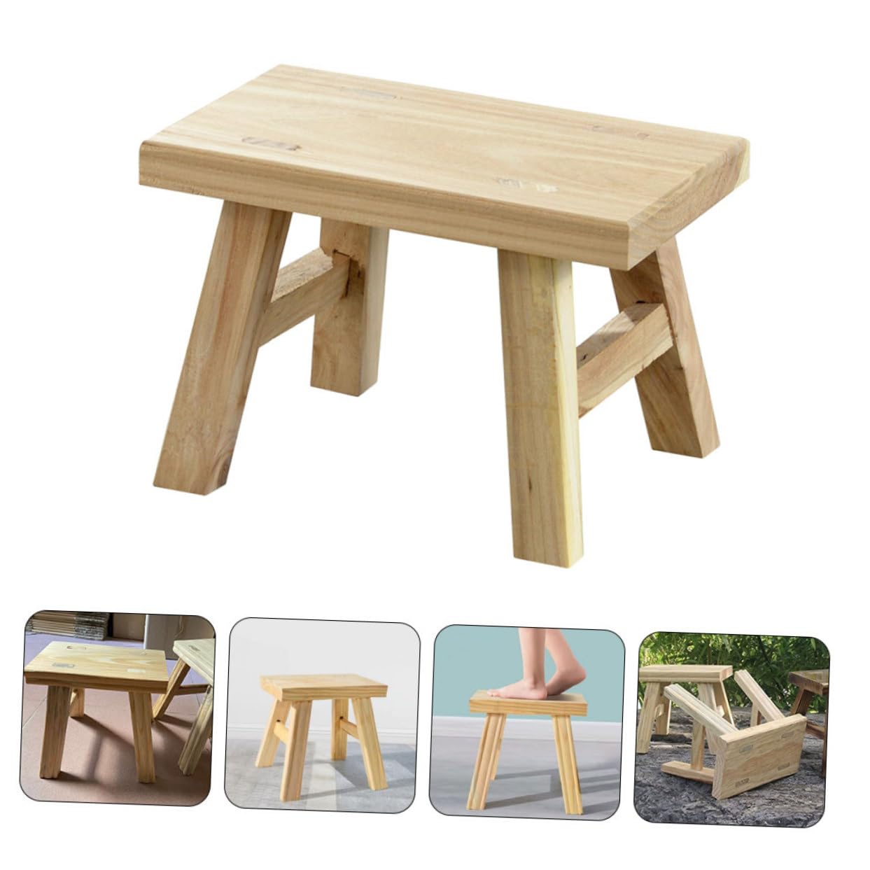 Holztrittschemel für Kinder mit Glatten Kanten und Portabel für Klassisches Zimmer oder Schlafzimmer Stabiler und Langlebiger Kleiner Holzhocker