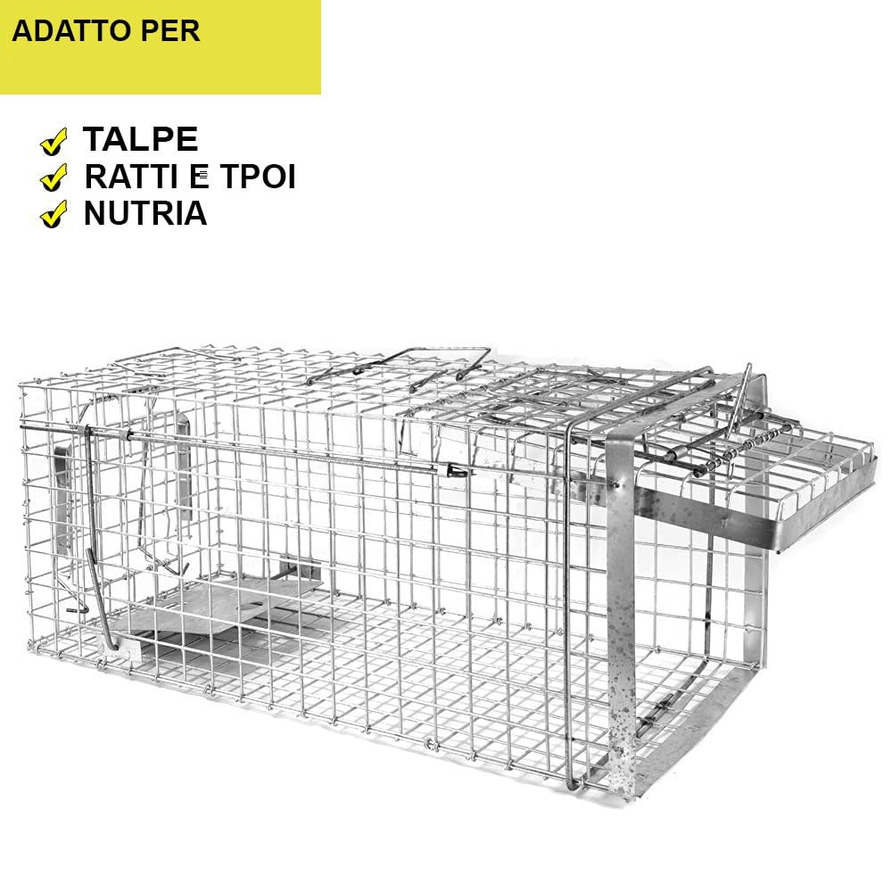 Petigi Animales Humane Trampa Jaula Captura Gato Zorro Castor Mapache 80 x 34 x 34 cm