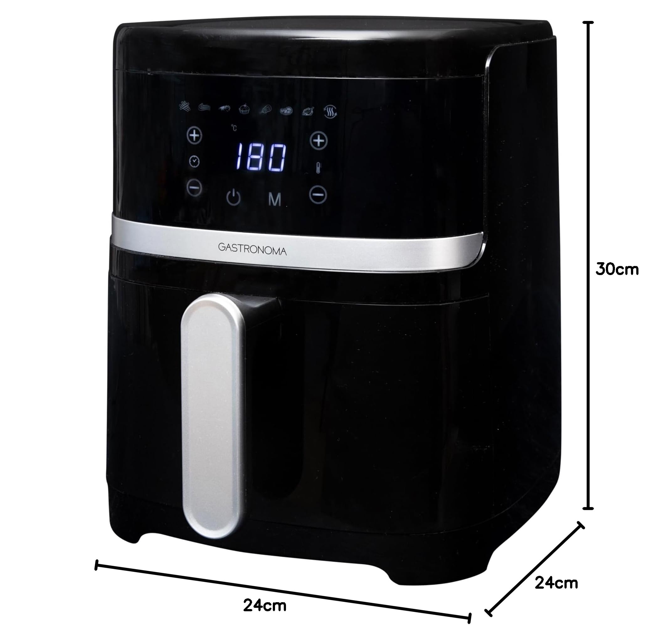 Gastronoma 18290005 Airfryer Gastronoma 18290005 - Airfryer con una capacidad de 4,2 litros, pantalla táctil digital y protección contra sobrecalentamiento - Negro/Plata