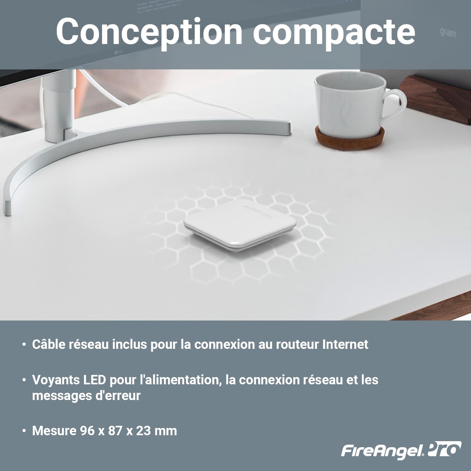 FireAngel - WG2-INT Smart Gateway Hub pour Connecté Interlié, sans Fil, Carbon Monoxide, Chauffage, Détecteurs de Fumée, Alert Via App, Blanc
