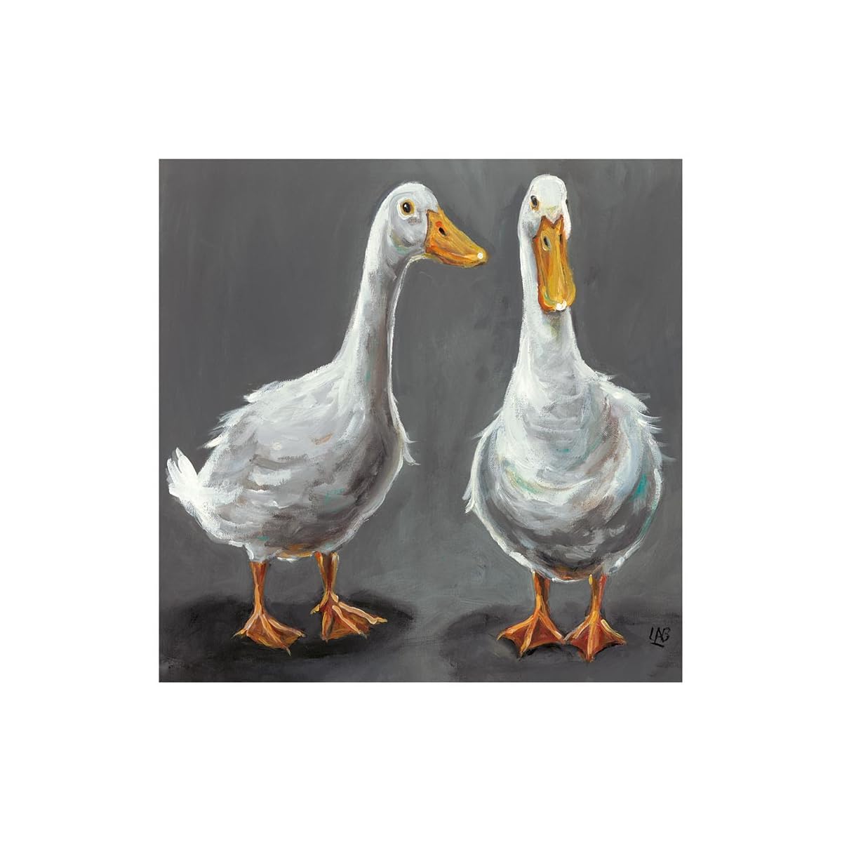 Louise Brown What´s Up Duck Print (30cm x 30cm) (Grey/White)