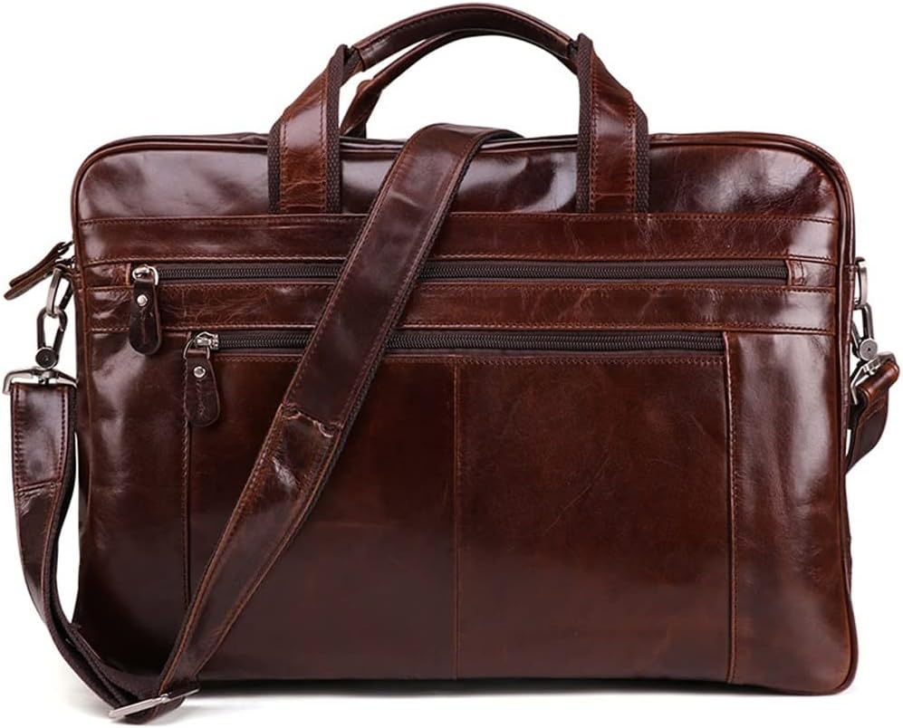 Tote Bag Leather Briefcase Travel Shoulder Bag Computer Bag Cowhide Messenger Bag