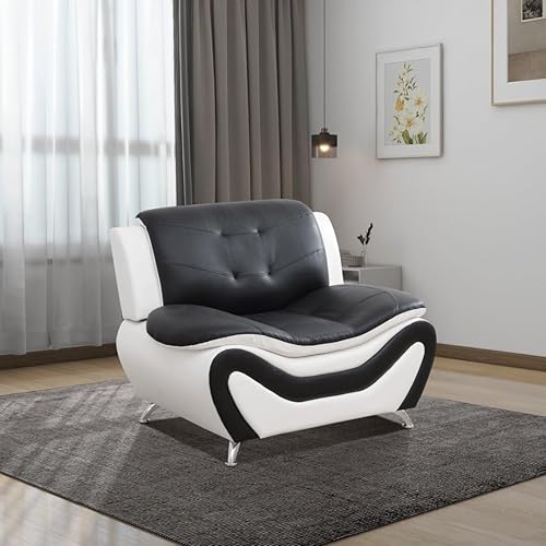 Miniatura 8 de Juego de sofá de cuero para sala de estar, juego de muebles de sala de estar de 3 piezas, juego de sofá moderno con sofá de 3 plazas, sofá biplaza