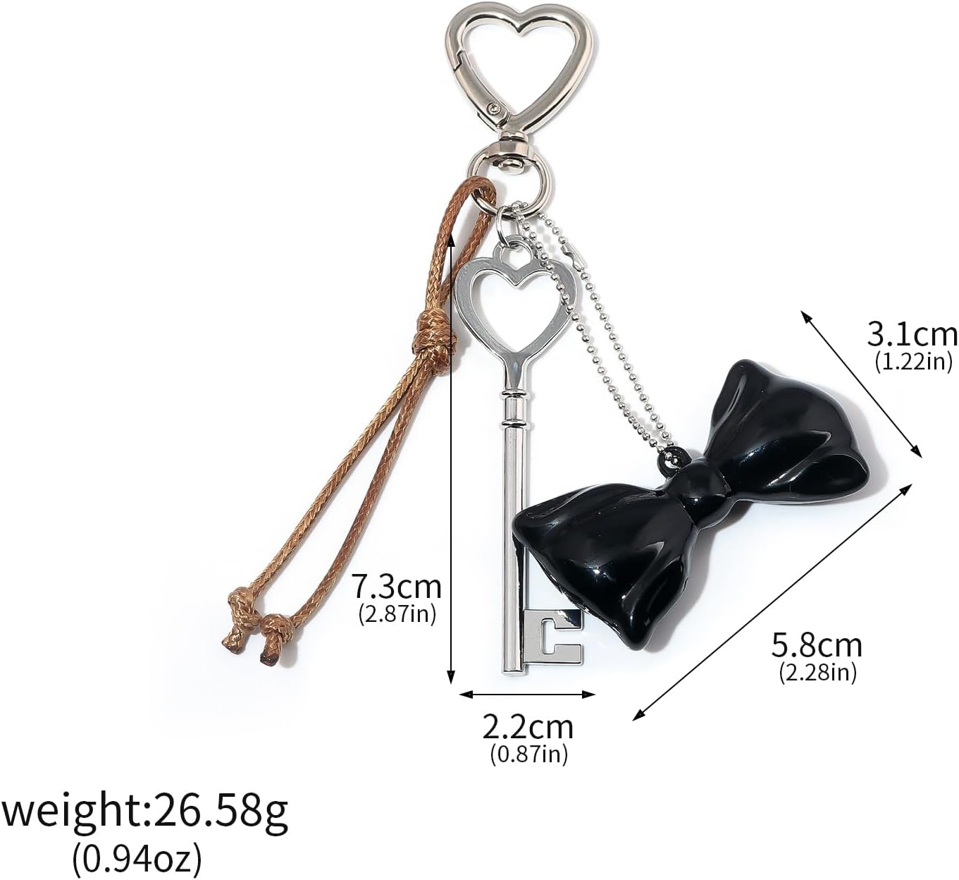 Heart Bow Charm Keychain - Y2K Key Chain, Cute Bag Purse Charms for Handbags Accessories - Jewelry Gift for Women - Image 2