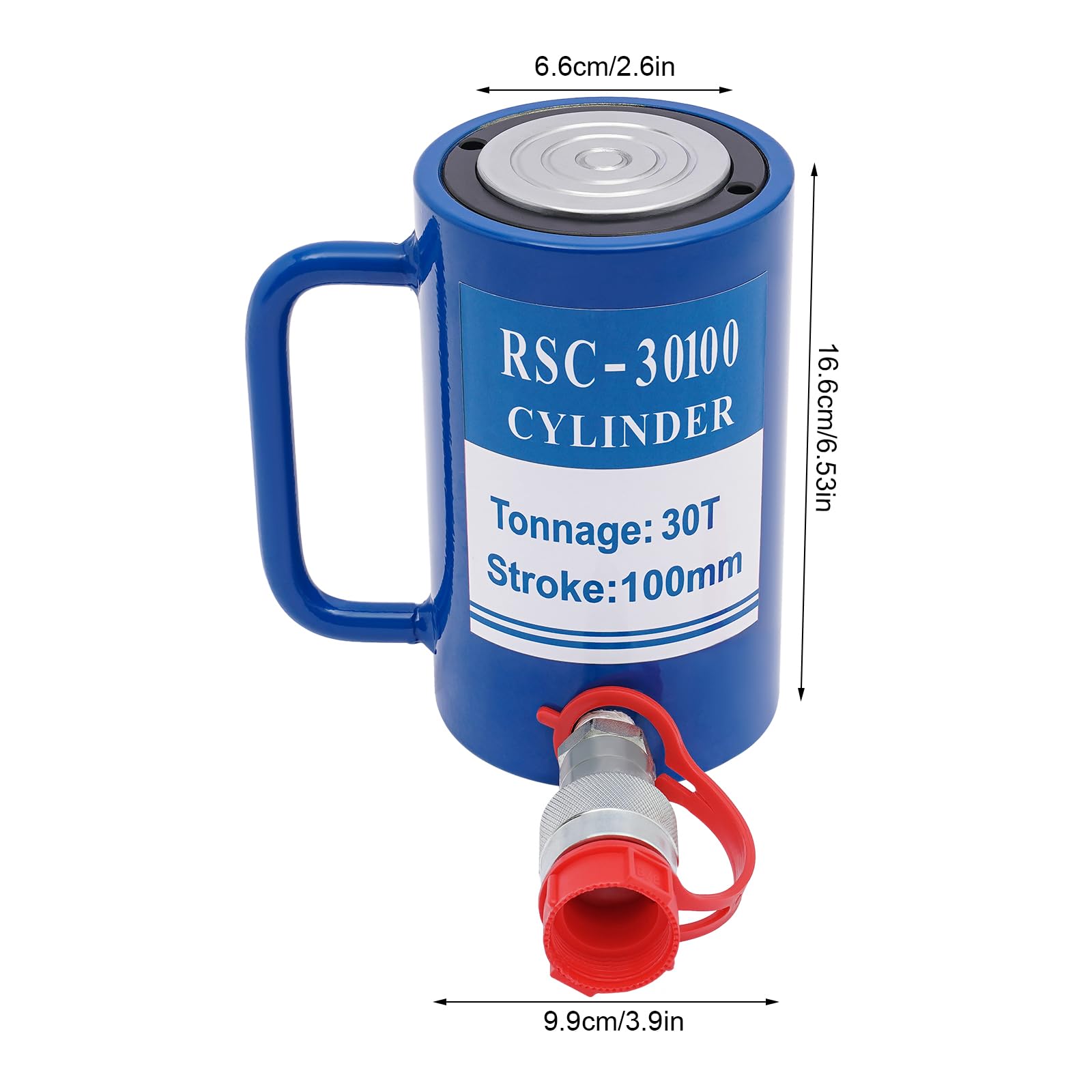 30T/66139lbs Hydraulic Cylinder Jack, RSC-30100 Hydraulic Jack, Blue Hydraulic Jack,Lifting Capacity #45 Steel in Narrow Spaces