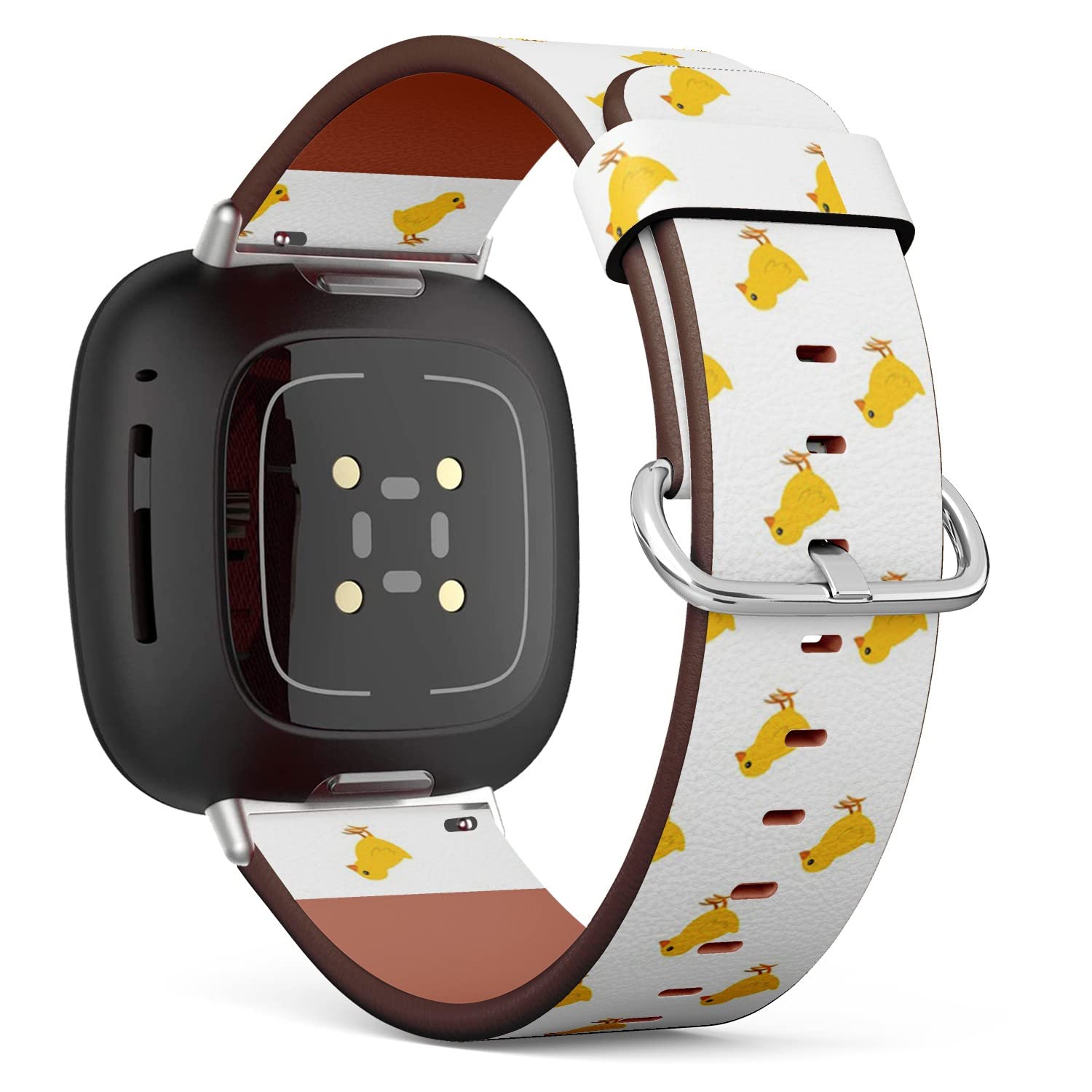 CJBROES Replacement Leather Watch Band, Compatible with Fitbit Versa 3 and Fitbit Sense of Wristband Bracelet Accessory - Chick Flat