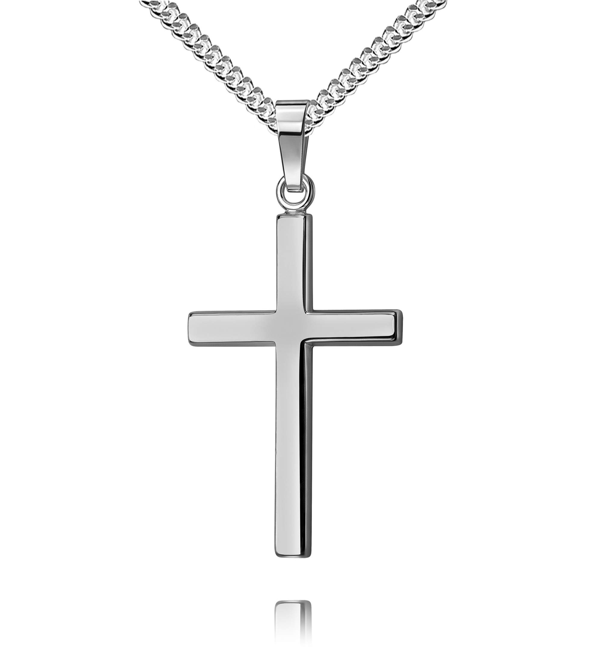 Kreuz-Anhänger hochglanz 925 Sterlingsilber Kettenanhänger mit Halskette Länge wählbar.