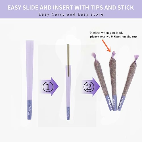 Miniatura 4 de Paquete de 50 conos preenrollados morados, papel de liar clásico tamaño King de 4.25 pulgadas con cargador y varillas de embalaje, papel de liar de