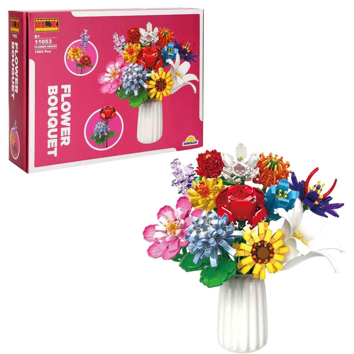 Assembled BLX Colorful Flower Bouquet 11053 in a white vase