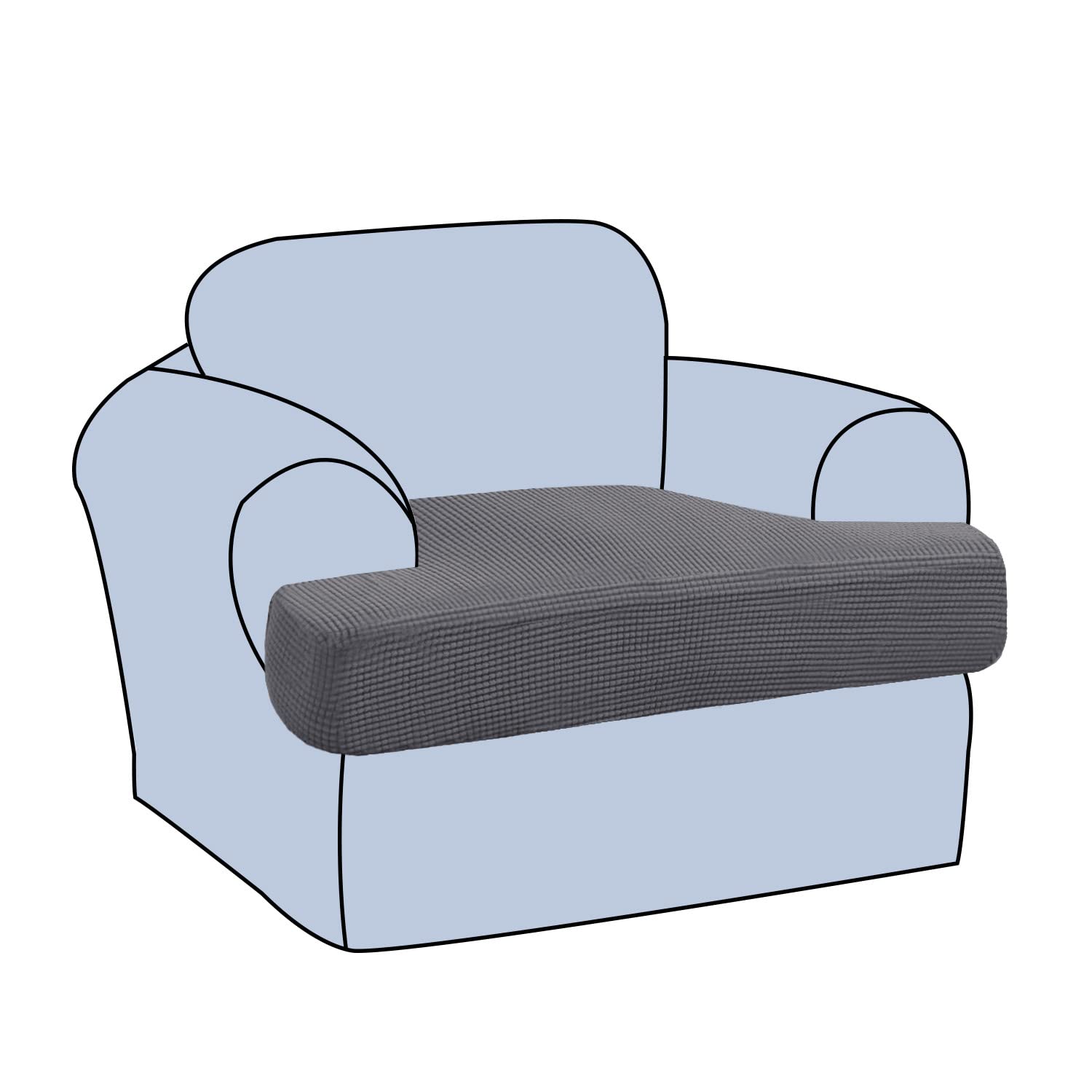 Sofa T Cushion Seat Covers Polar Fleece Couch Cushion Slipcovers for Individual Cushions Stretch Non-Slip with Elastic Bottom (Grey,1 Seater)