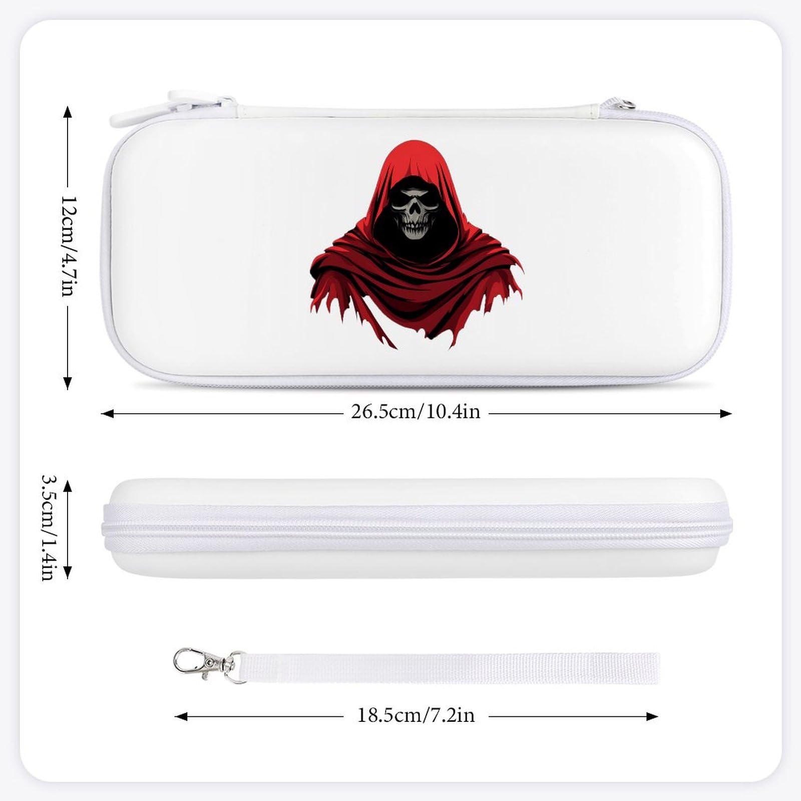 Grim Reaper Red Cloak Compatible with Switch Carrying Case Hard Travel Game Bag Pouch with 15 Games Accessories White-style