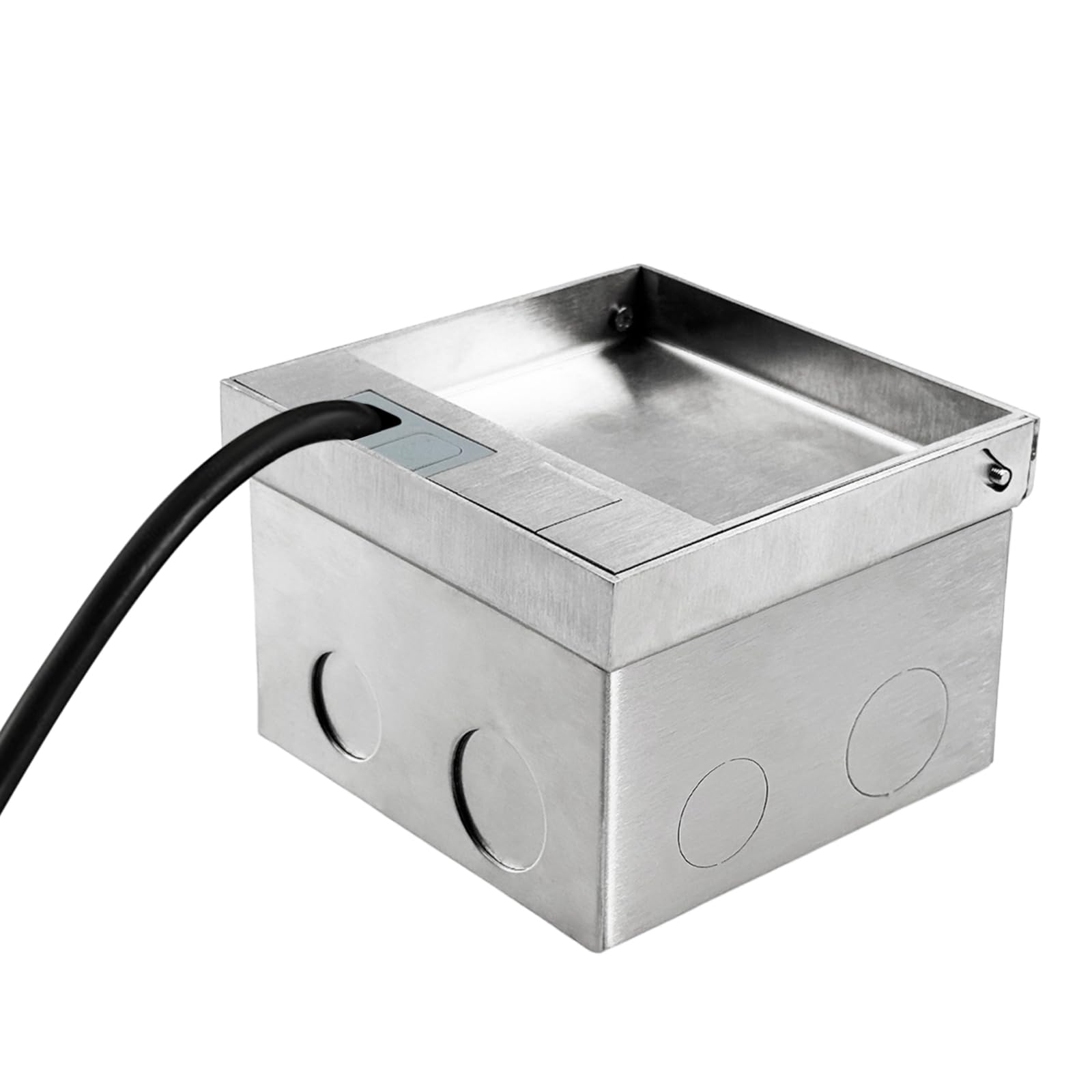 AC250V Embedded Socket Box, Stainless Steel Hidden 3 Holes Floor Outlet with Computer Network Cable Jack - Image 4