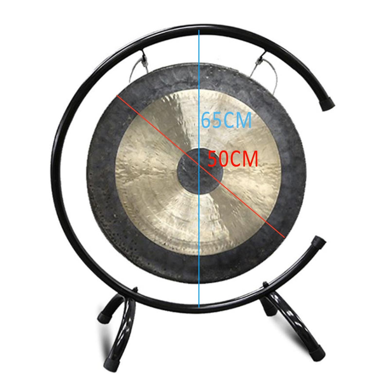 Chau Gong 50 cm Holz-Gong mit C-Typ-Ständer, traditioneller chinesischer Fengshui-Gong, ideal für Klangschalen, große Aufführungen, Tanzgruppen und Symphonieorchester