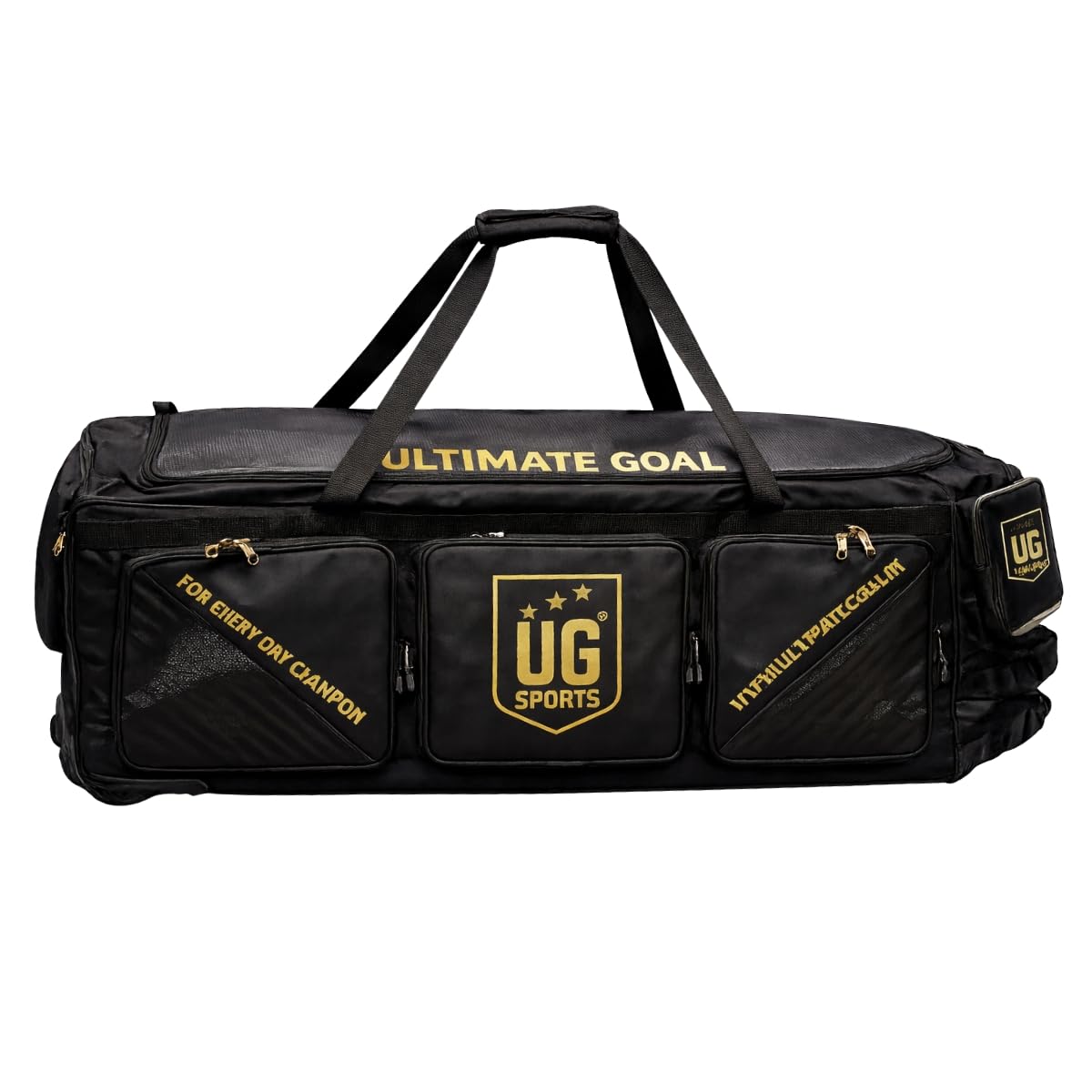 UG Sports Cricket Professional Full Size Kit Bag with Tractor Trolley Wheels, Polyester (Velocity Series) (Black)-image-30